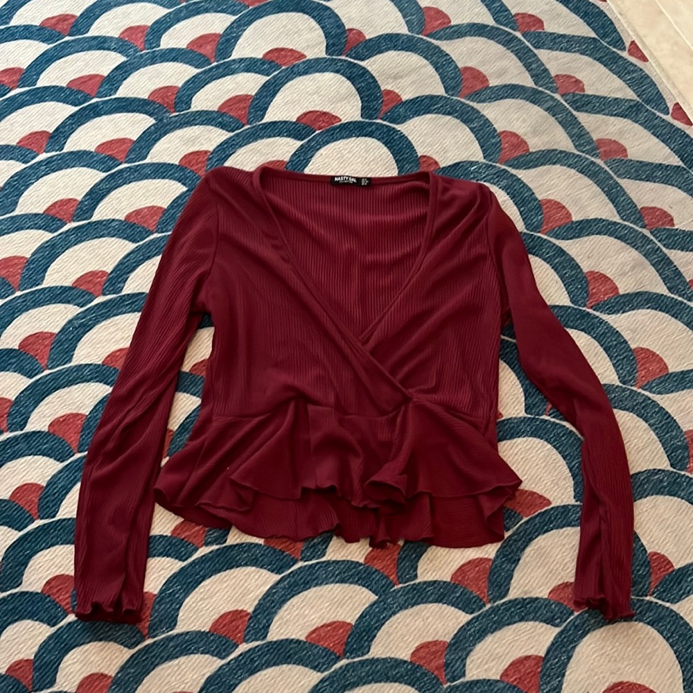 Nastygal Long Sleeve Crop Shirt